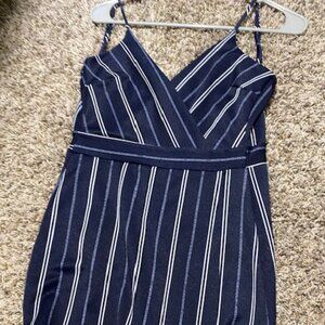 Blue and white striped romper - w/ false skirt in from